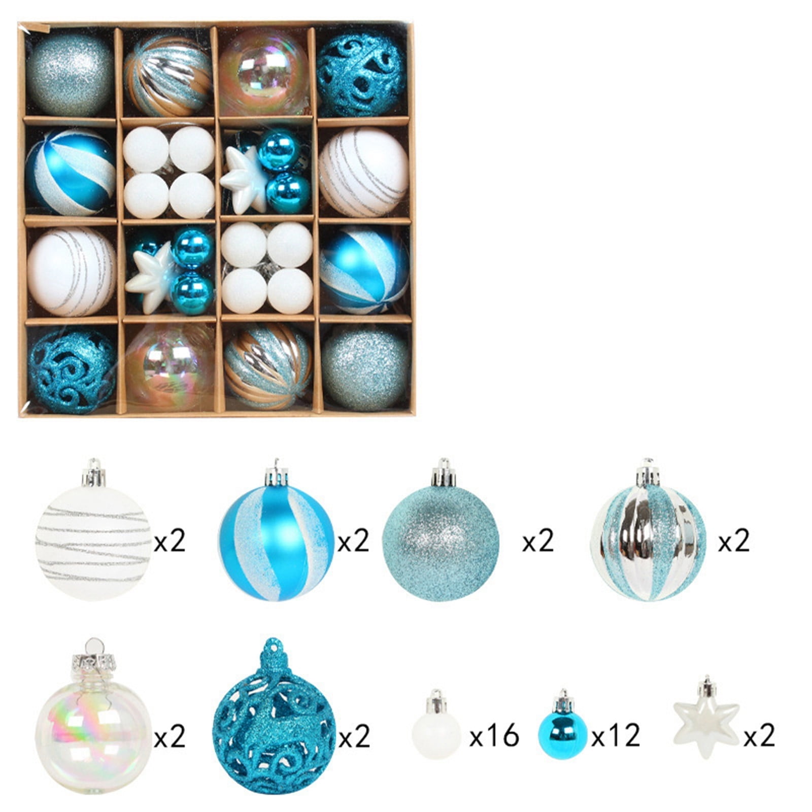 Blue plastic christmas ball ornaments