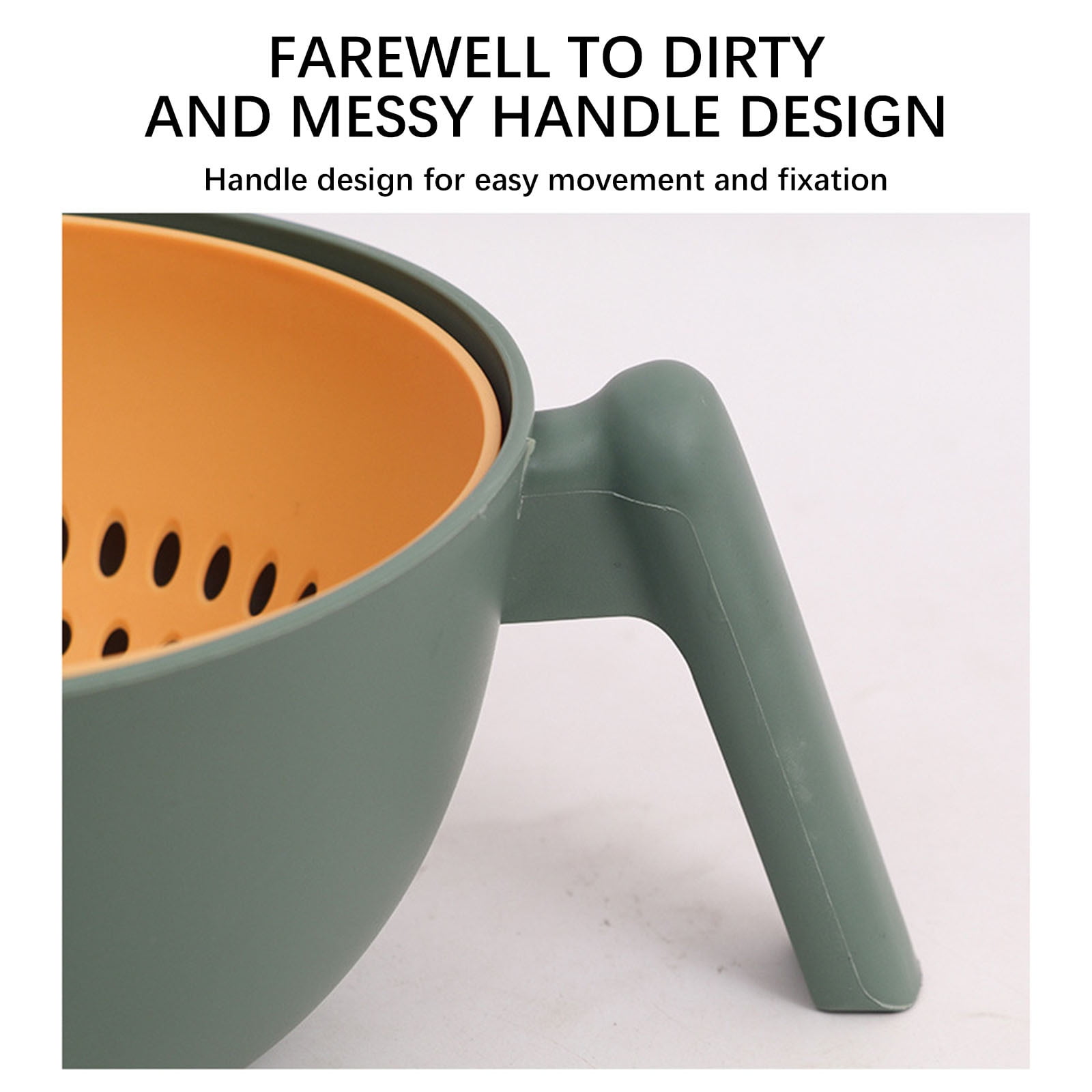 HBBKVI Plastic Colander with Handle, Double-Layer Colander for Kitchen ...