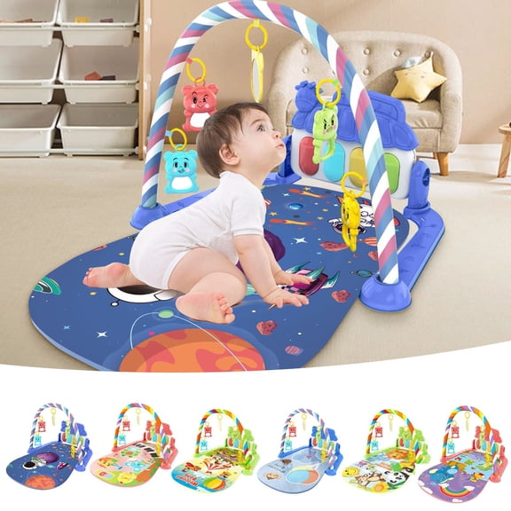 HBBKVI Play Mat Piano Activity Mat with Play Mat for with 5 Linkable Toys