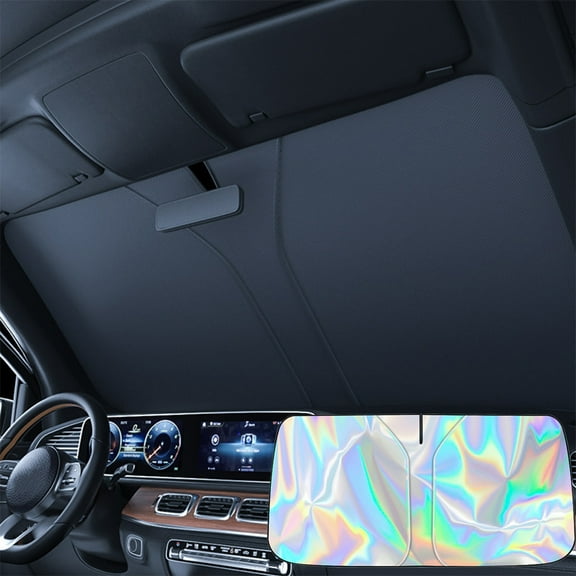 HBBKVI Portable Car Sunshade Summer Front Windshield Sunshade Car Thermal Insulation Sunscreen Foldable Ring Sunshade Car Universal with Pouch 57inx31.5in/55x27.5in