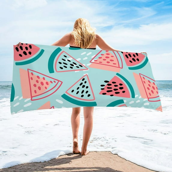 HBBKVI Quick Dry Beach Towel 30" × 60", Watermelon Bath Towels for Pool Beach Travel, Colorful Lightweight Super Absorbent Sand Proof Towels