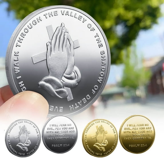 HBBKVI Religious Challenge Coin Colored Supplicate Creating Badges with Three-dimensional Relief Metal Crafts