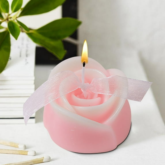 HBBKVI Rose Candles, Single Wick Scented Candle for Home Decorations, Gift Flower Candle Pink