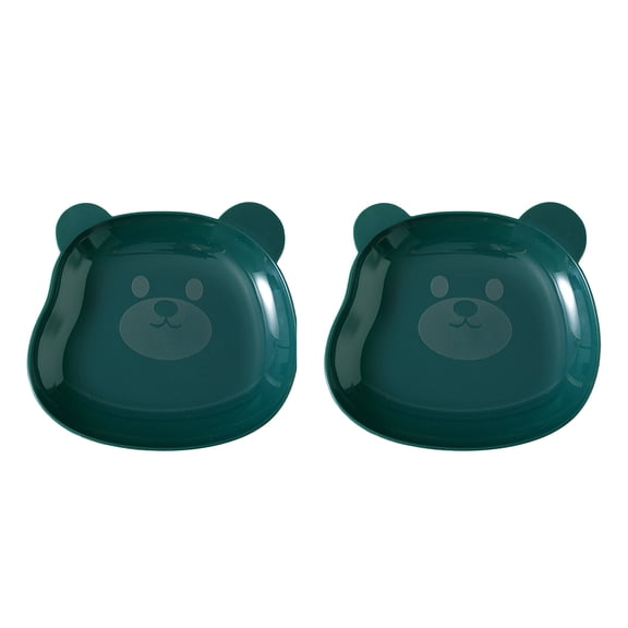 HBBKVI Set of 2 Cute Bear Shaped Plastic Plates, 5" × 6" Dessert Plates for Cake Salad Snack, Green