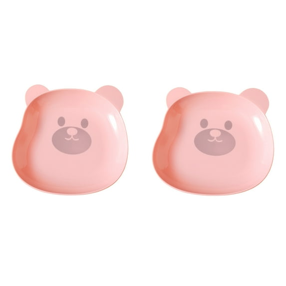HBBKVI Set of 2 Cute Bear Shaped Plastic Plates, 5" × 6" Dessert Plates for Cake Salad Snack, Pink
