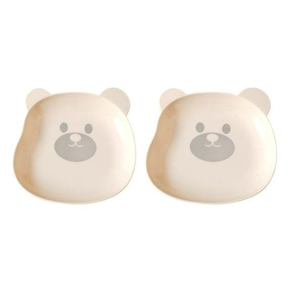 HBBKVI Set of 2 Cute Bear Shaped Plastic Plates, 5" × 6" Dessert Plates for Cake Salad Snack, White