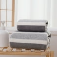 thumbnail image 1 of HBBKVI Set of 2 Stripe Towels - Bath Towels Hand Towels, Super Soft Towels for Bathroom Hotels, Quick Dry Highly Absorbent Towels Gray, 1 of 6