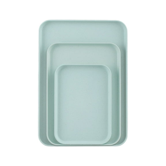 HBBKVI Set of 3 Plastic Plates, 3 Sizes Rectangular Dinner Plates, Green