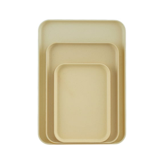 HBBKVI Set of 3 Plastic Plates, 3 Sizes Rectangular Dinner Plates, Yellow