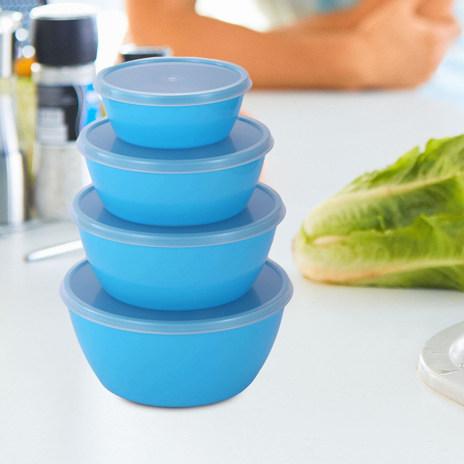 HBBKVI Set of 4 Food Storage Containers with Lids, Stackable Food ...