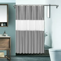 HBBKVI Shower Curtain for Bathroom Modern Hotel Style Shower Curtain with Translucent Top Window Gray Shower Curtain 71" x 71"