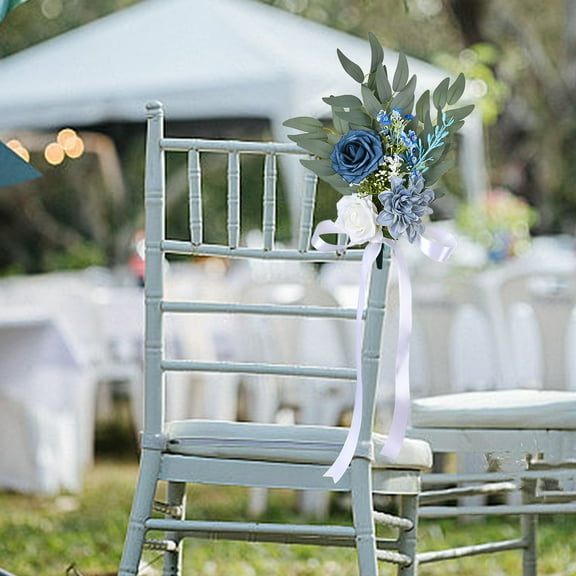 HBBKVI Silk Wedding Chair Back Flower Wedding Decoration Chair Outdoor Business Hotel Decoration Flower Flower Bouquet Simulation Silk Flower Chair Back Flower Props