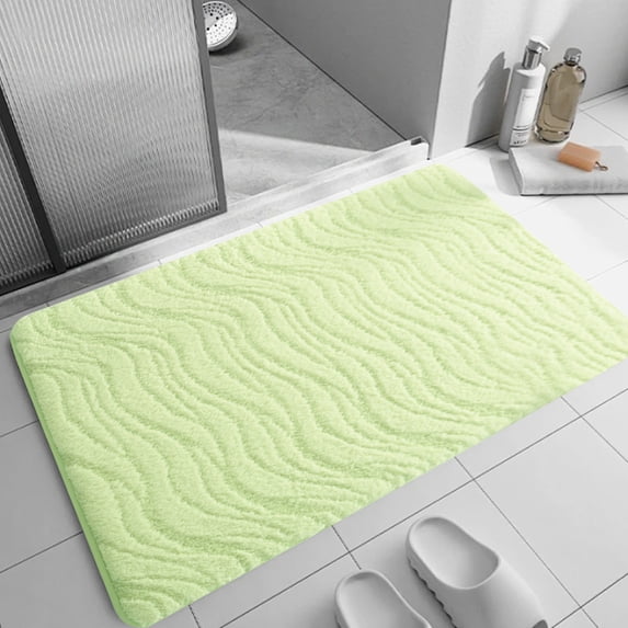 HBBKVI Soft Extra Thick Bath Rugs 16" × 24", Non-Slip Absorbent Bathroom Rugs for Bathroom Shower Floor, Machine Washable Absorbent Household Mats Green
