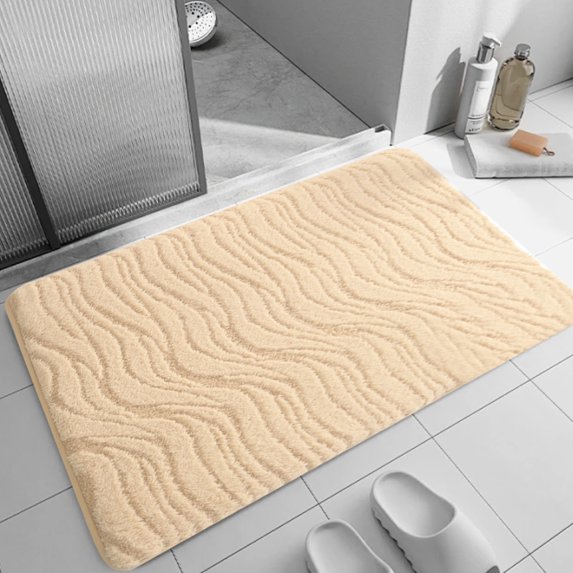 HBBKVI Soft Extra Thick Bath Rugs 16" × 24", Non-Slip Absorbent Bathroom Rugs for Bathroom Shower Floor, Machine Washable Absorbent Household Mats Khaki