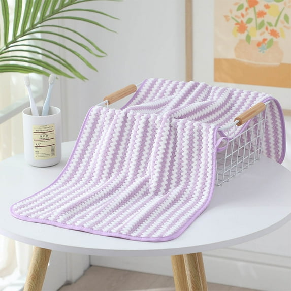 HBBKVI Soft Stripe Face Towels 13" × 30", Lightwight Hand Towels for Pool Beach Bath Gym, Super Absorbent Quick Dry Towels Purple