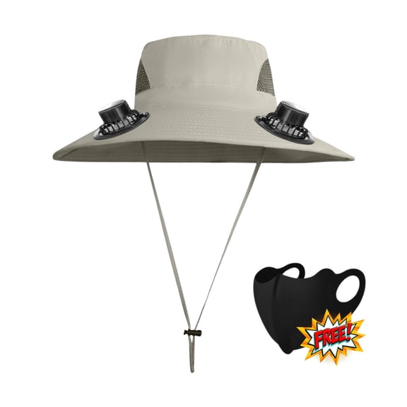 HBBKVI Solar Powered Fan Hat, Solar Fan Hats for Men, Wide Brim Fishing Hat, Breathable Sun Hat
