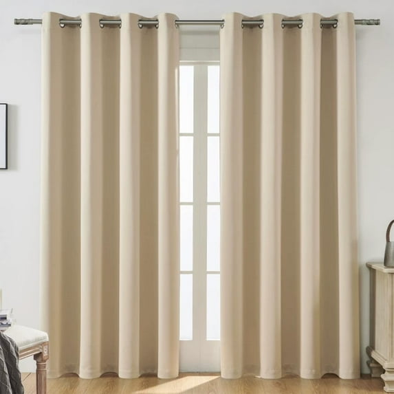 HBBKVI Luxury Blackout Curtains 39" × 79", Grommet Thermal Insulated Curtains for Bedroom Window, Noise Reduction Curtain Panels Khaki