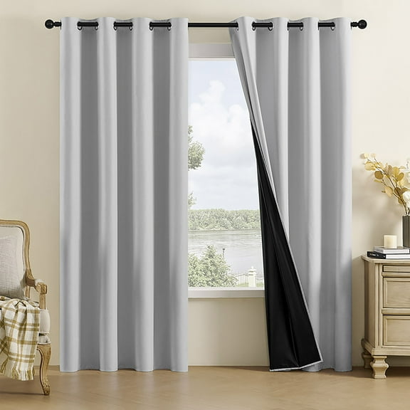 HBBKVI Grommet Blackout Curtains 52" × 63", Noise Reduction Luxury Curtains for Bedroom Living Room, Thermal Insulated Curtain Panels White