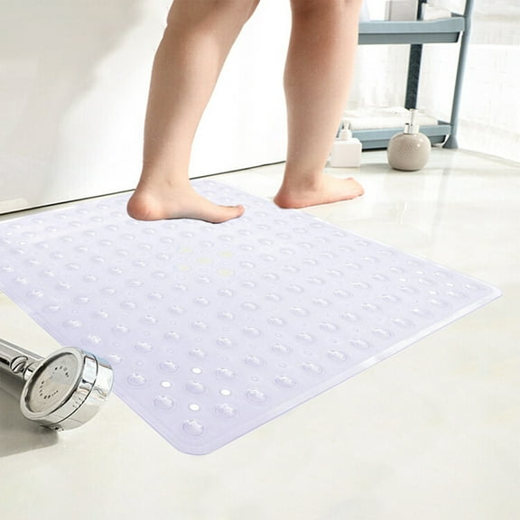 HBBKVI Square Bath Rugs 21" × 21", Non-Slip Absorbent Bath Mats for Bathroom Shower Floor, Thick Waterproof Bath Rugs Silver