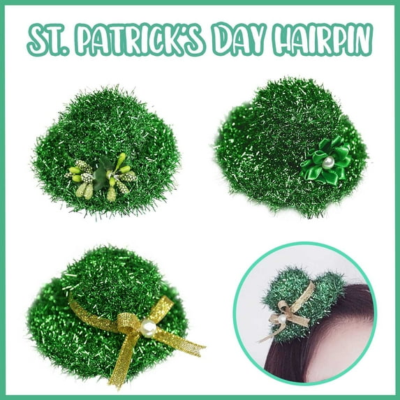 HBBKVI St Patricks Day Hat, Irish Festival Headdress St. Patrick's Green Hat Hairpin Holiday Decoration