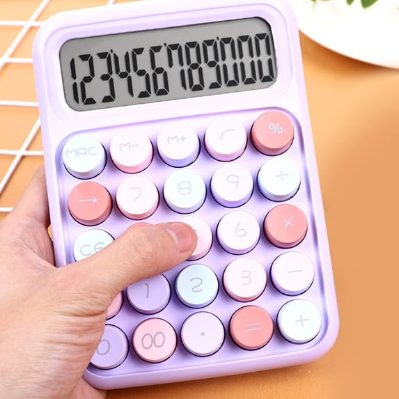 HBBKVI Standard Function Basic Calculator, Digits Desktop Calculator with Large LCD Display and Sensitive Button, Desktop Calculator for Office, Home, School (Purple)