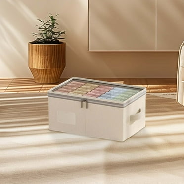 HBBKVI Storage Bins with Clear Lids, Thickened Storage Basket for Home Shelves, Bedroom Organizer Clothing Storage Box