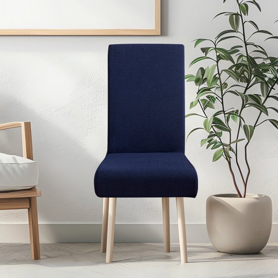 HBBKVI Stretch Chair Covers with Stain Protection, Soft Brushed Elastic Slipcover for Dining Chairs, Universal Fit up to 20in Seat Width and 24in Back Height, Navy