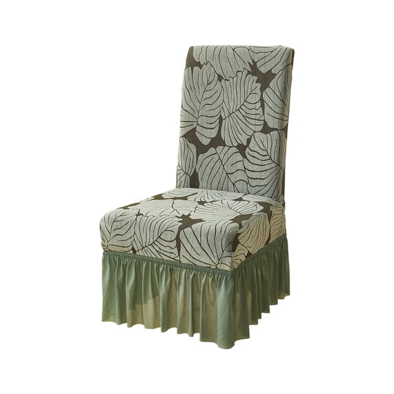 HBBKVI Stretch Jacquard Dining Chair Covers with Skirt Style, Thickened Elastic Full Coverage Protector for Home Decor and Hotel Use, Universal Fit 15-24in, Green