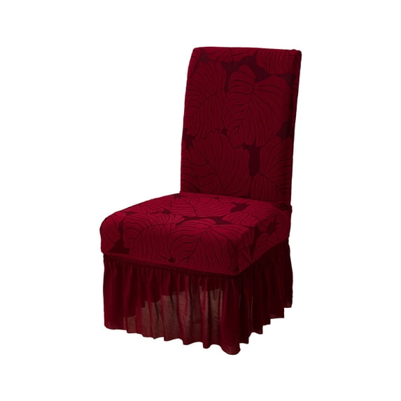 HBBKVI Stretch Jacquard Dining Chair Covers with Skirt Style, Thickened Elastic Full Coverage Protector for Home Decor and Hotel Use, Universal Fit 15-24in, Red