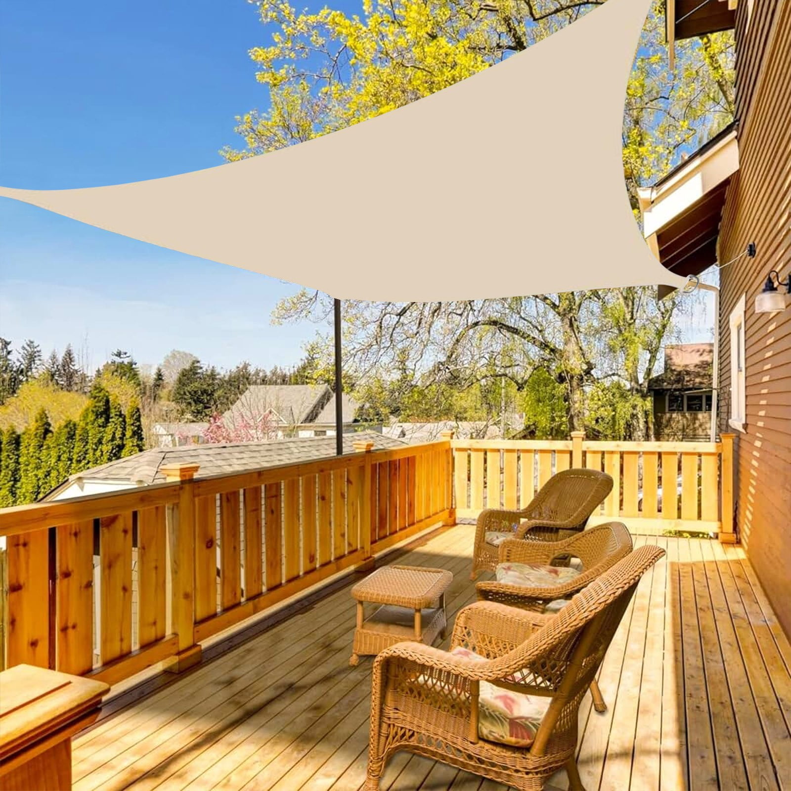 HBBKVI Sun Shade Cloth 98" × 98", Awning for Outdoor Swimming Pool Garden, UV Protection Sun Shade Sail Beige