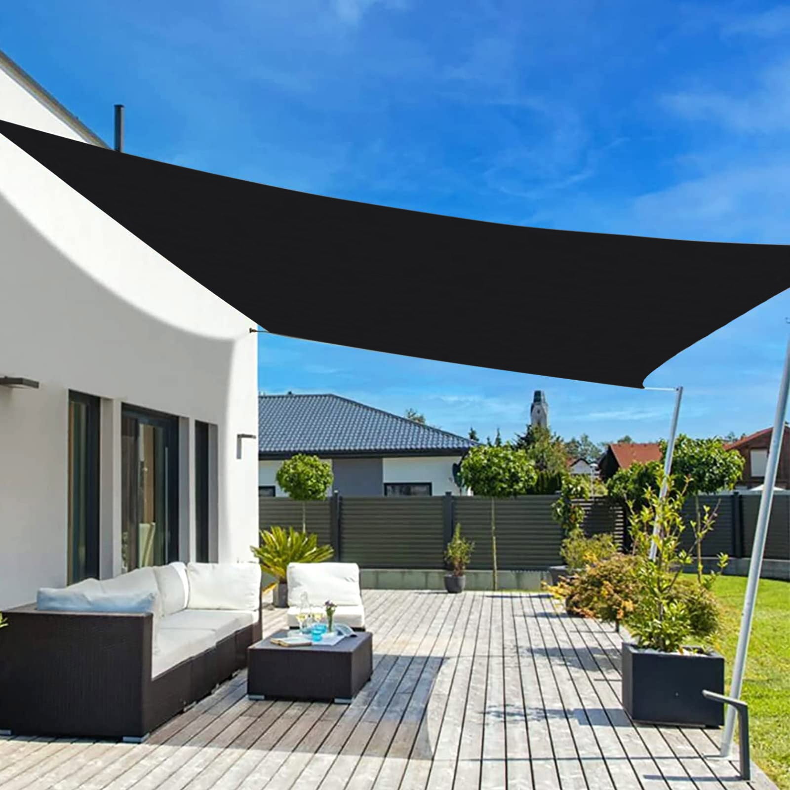 HBBKVI Sun Shade Cloth 98" × 98", Awning for Outdoor Swimming Pool Garden, UV Protection Sun Shade Sail Black
