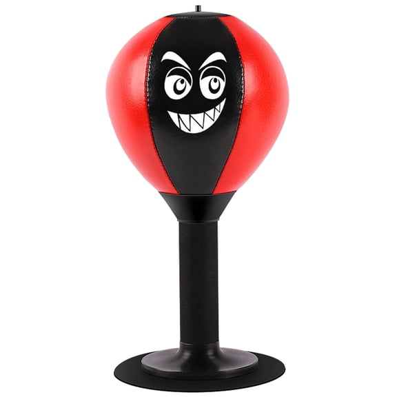 HBBKVI Tabletop Boxing Speed Ball for Stress Relief & Hand Eye Coordination - Leather Material with Strong Suction Cup, Portable Mini Size for Office Home Desk, Includes Pump, 14.5in High