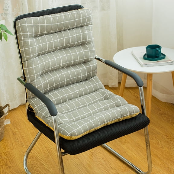 HBBKVI Thickened Chair Cushion with Backrest, 17.7"x33.5" Sofa Cushion for Office Dining Computer Chair, Soft Breathable Seat Cushion with Ties, Gray