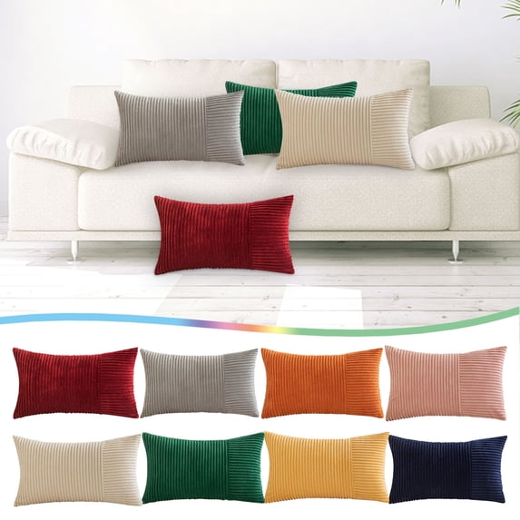 HBBKVI Throw Pillow Covers 12x20 Inch Corduroy with Hidden Zipper, Modern Splicing Design Decorative Pillow Cases for Living Room Sofa, Yellow