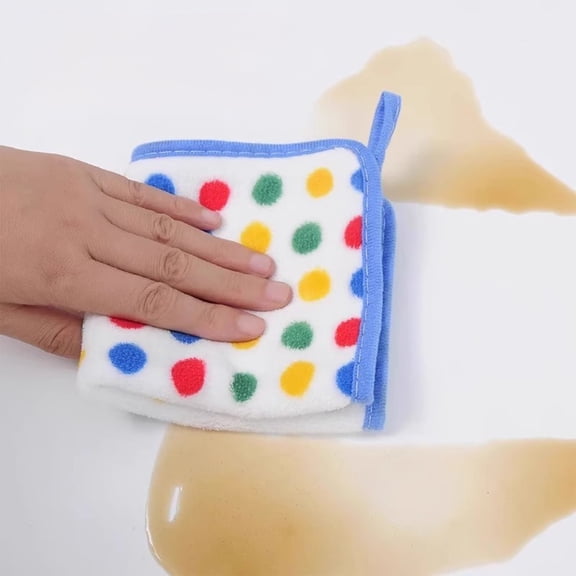 HBBKVI Towels, 5 Polka Dots Corals Fleece Rags Thickened Absorbent Dishwashing Towels Kitchen Table Wipes Household Hand Towels with Hanging Ropes