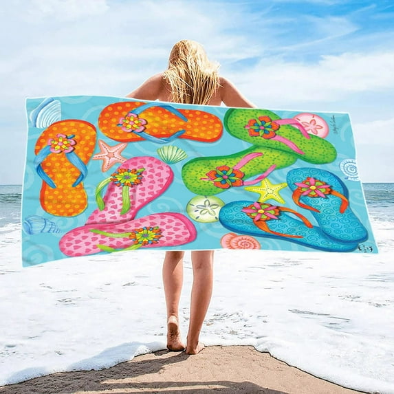 HBBKVI Tropical Beach Towel 28" × 60", Super Absorbent Bath Towels for Pool Beach Travel, Quick Dry Sand Proof Summer Beach Towels