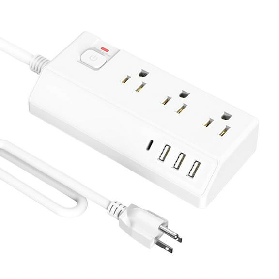 HBBKVI US Standard 2500W Power Strip Household Extension Board Socket with Control Buttons 3 Socket 4 USB Ports Plug Board