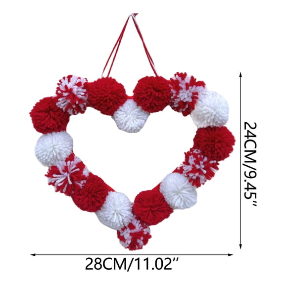 HBBKVI Valentines Pom Pom Heart Garland Valentines Poms-Poms Heart Garland Fuzzy Loves Ball String for Romantic Room and Party Decoration
