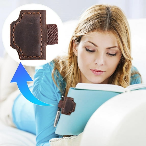 HBBKVI Vintage Magnetic Bookmark Pen Holders Handcrafted Leather Pen Clip with Magnetic Closure