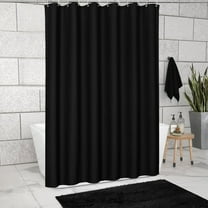 HBBKVI Waffles Textured Heavy Duty Thickend Fabric Shower Curtains 256GSM Luxurys Polyester Cloth Bathroom Shower Curtain with 12 Hooks Black Shower Curtain 71" x 71"