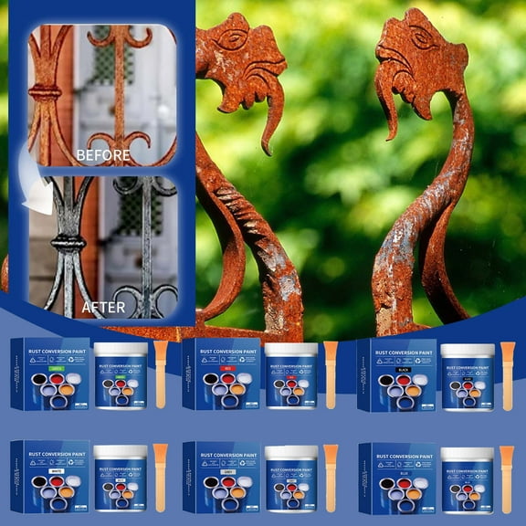 HBBKVI Weather Proof Rust Converter Paint for Metal Water-based Reduce-rust Paint Metal Paint Rust-free Rust-conversion Paint Color Steel Tile Renovations 300g