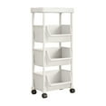 thumbnail image 1 of HBBKVI White 4 Tier Rolling Storage Cart Desk Storage Rack Mobile Floor Standing Dorm Desk Under-Table Cart Simples Small Bookcase with Wheels Multi Tiered Multifunctional Storage Rack, 1 of 6