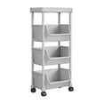 thumbnail image 1 of HBBKVI White 4 Tier Rolling Storage Cart Desk Storage Rack Mobile Floor Standing Dorm Desk Under-Table Cart Simples Small Bookcase with Wheels Multi Tiered Multifunctional Storage Rack, 1 of 6