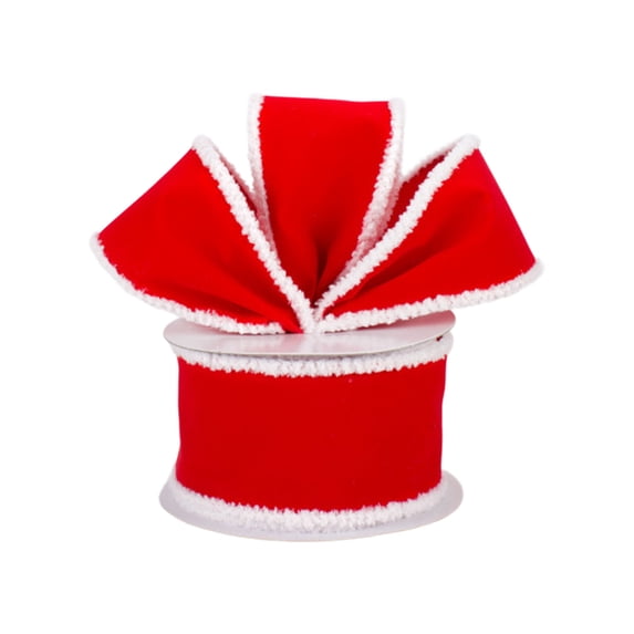 HBBKVI White-Rimmed Christmas Ribbon, Red Ribbon for Crafts Flower Bouquet Gift Wrapping, Velvet Ribbon Holiday Decorations