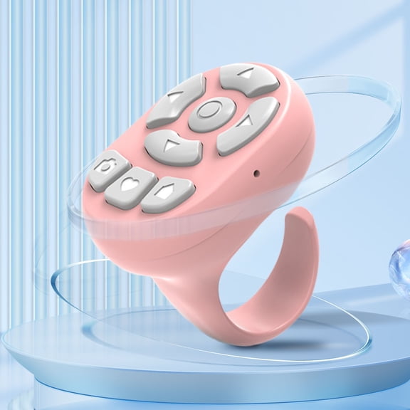 HBBKVI Wireless Bluetooth Remote Control for Selfie, Video & Ebook - Fingertip Ring Shape, 10m Range, Includes Volume & Page Turn Control, 1.2x0.7x1.2in