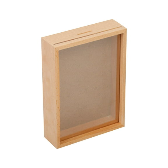 HBBKVI Wooden Multifunctional 6x7 Inch Photo Frame & Savings Can Wooden Creative Multifunctional Children's Savings Can Wooden Desktop 6-inch 7-inch Iron Family Album PVC Photo Frame