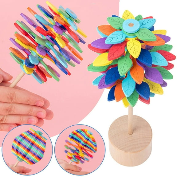 HBBKVI Wooden Rotating Decompression Lollipop Rotating Fibonacci Tree Puzzle Toy Decompression Artifact Stacking Music Room Decor Desk Decor