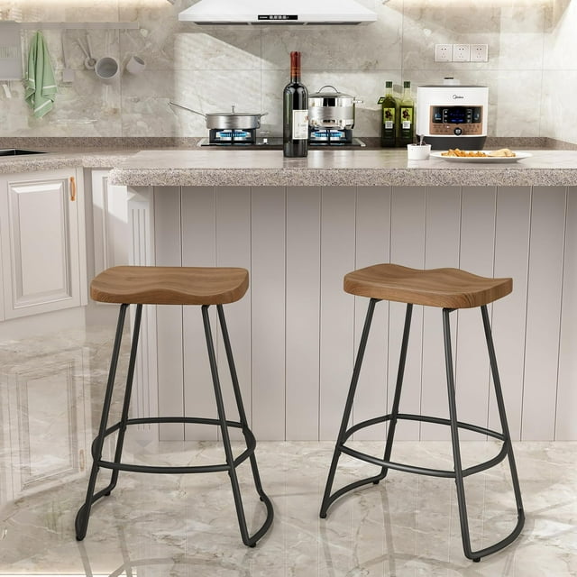 24" Swivel Bar Stools Industrial Metal Counter Height Barstools with