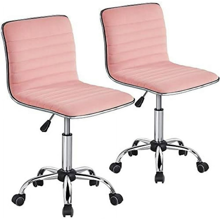 HBBOOMLIFE 2PCS Low Back Velvet Chairs Swivel Armless Desk Chair