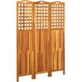 3Panel Room Divider with Solid Acacia Wood Construction Foldable for